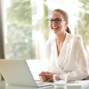 woman working on laptop